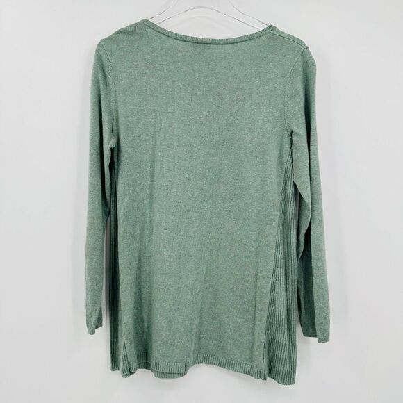 J. Jill Size Small Petite SP Sage Green Long Sleeve Ribbed Panel Tunic Top - Picture 7 of 7